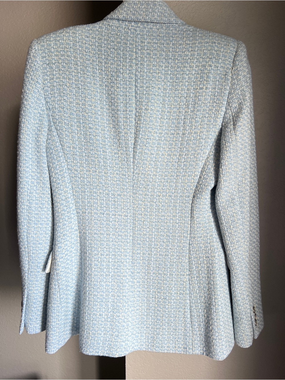 ZARA Light Blue Tweed Double-Breasted Blazer Jacket NWT size small - Picture 5 of 8